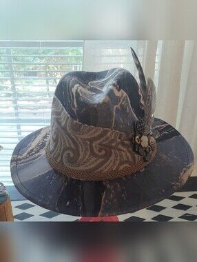 Steampunk Feathered Brown Distressed Fedora